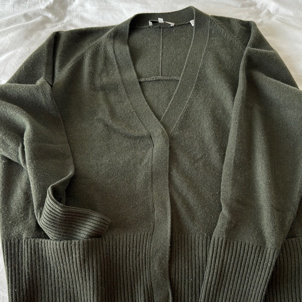 Vince Dark Green Cardigan Sweater - Picture 2 of 6